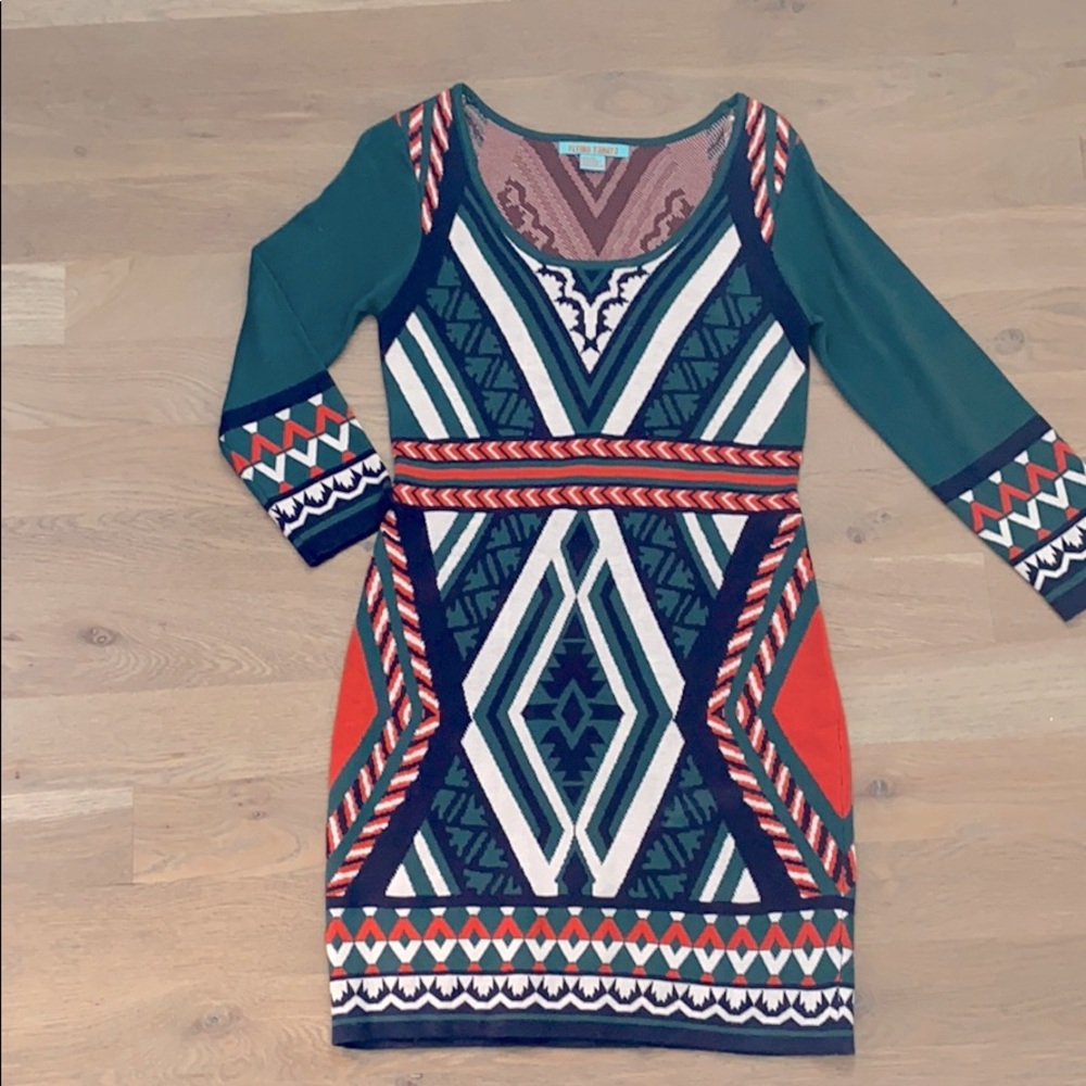 Flying Tomato Geometric Print Sweater Dress